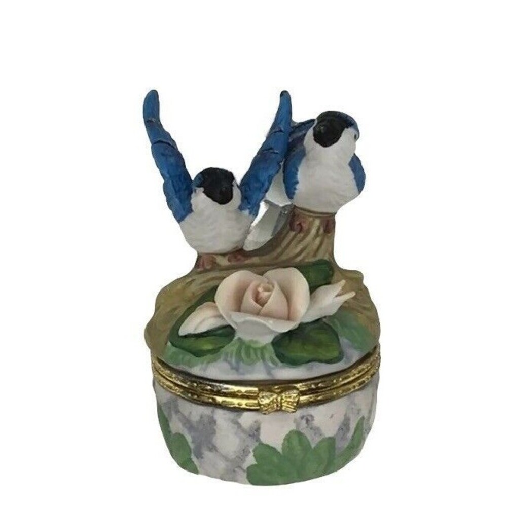 Bluebird Rose Jewelry‎ Box Trinket Gift Fairycore Cottage Coquette Whimsical
